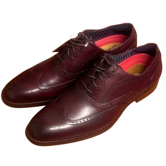 Stacy Adams Kaine Wingtip Oxford Lace Up Burgundy Dress Shoe Size 9 - Picture 1 of 14